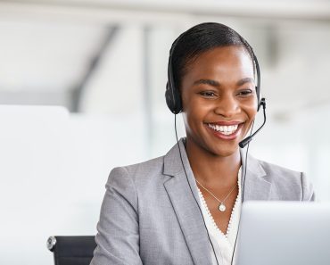 Customer service woman working on a phone call